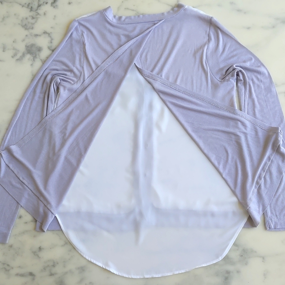 Two Color, Two Fabric And Two Layers Back Long Sl… - image 7